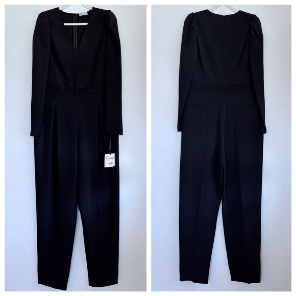 NWT RED Valentino Bow Detail Stretch Crepe Long Sleeve Tuxedo Jumpsuit in Black - Picture 5 of 16